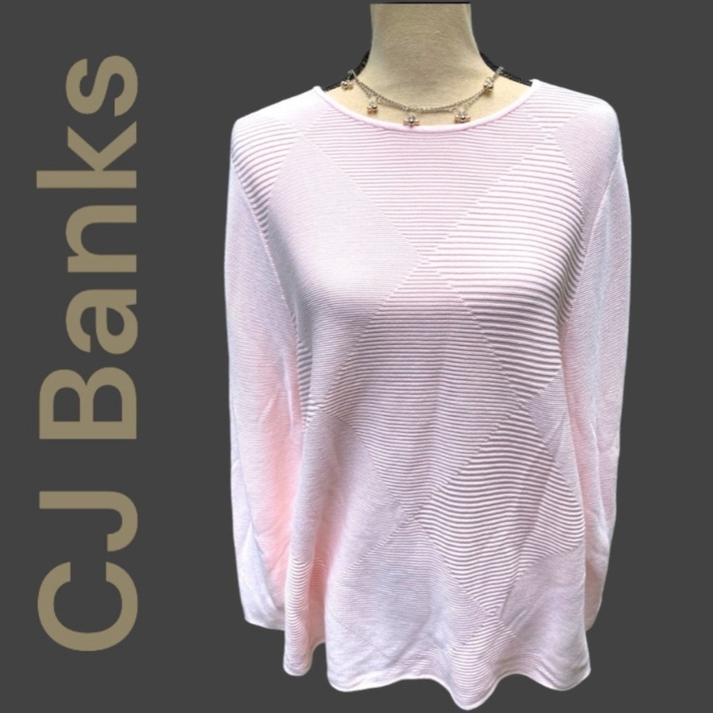 CJ Banks-NWT  XL/14W pale pink cotton/rayon knit sweater. Pretty! New with tags.